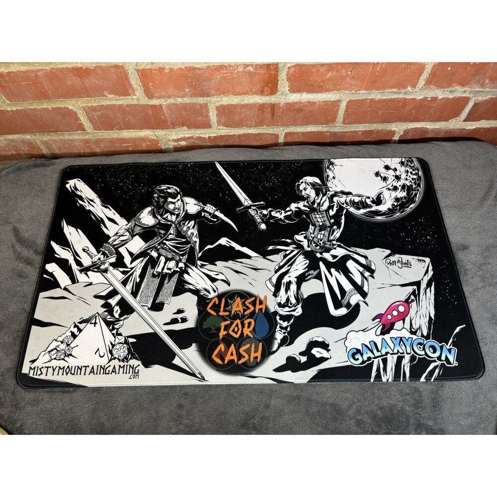 Clash For Cash Misty Mountains Galaxycon Card Gaming Mat Signed By Phil Stone